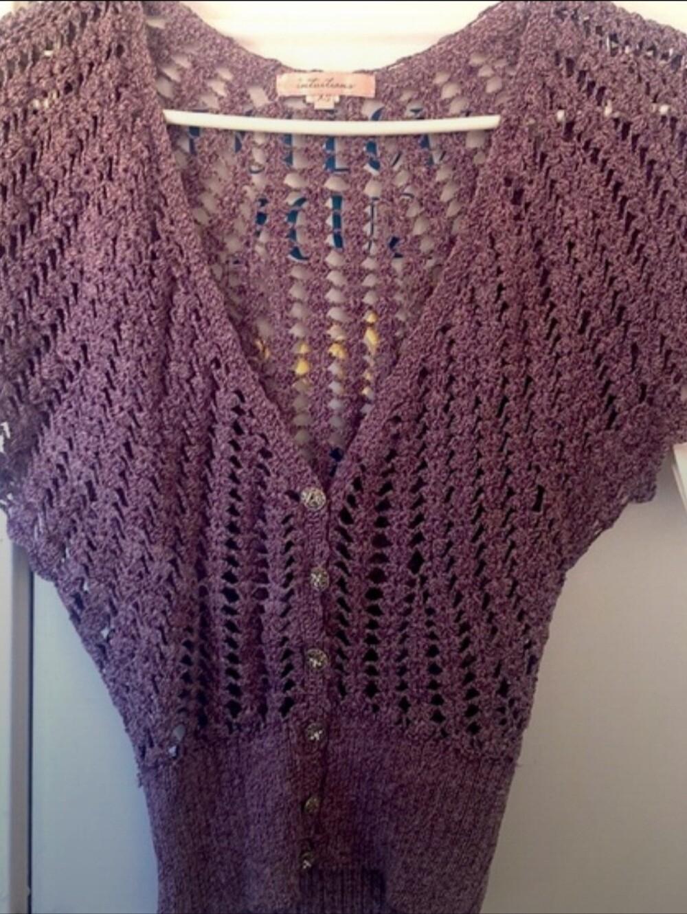 Crochet Button-Front Shrug - Lavender Purple